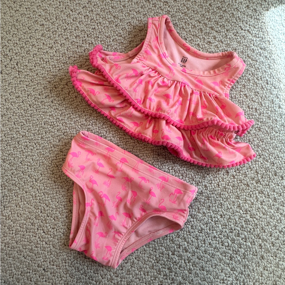 GAP pink flamingo bikini 6-12 months